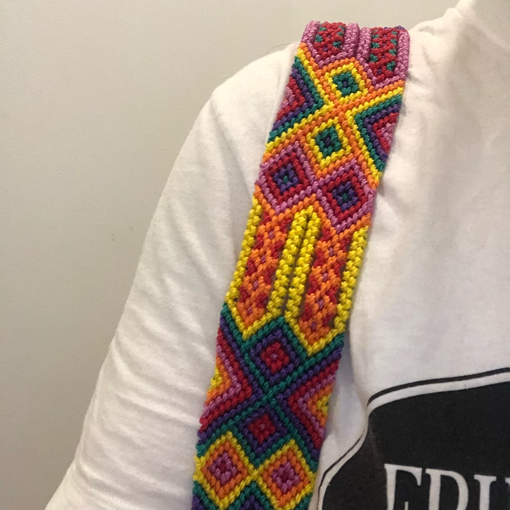 Mexican woven strap with leather detail